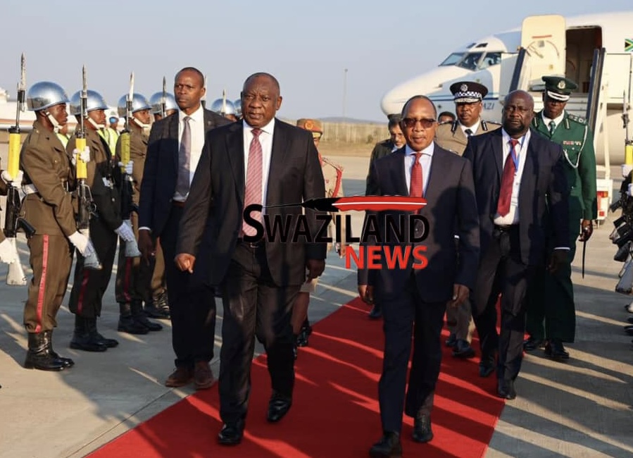 South African President Cyril Ramaphosa arrives in eSwatini for SACU Summit.