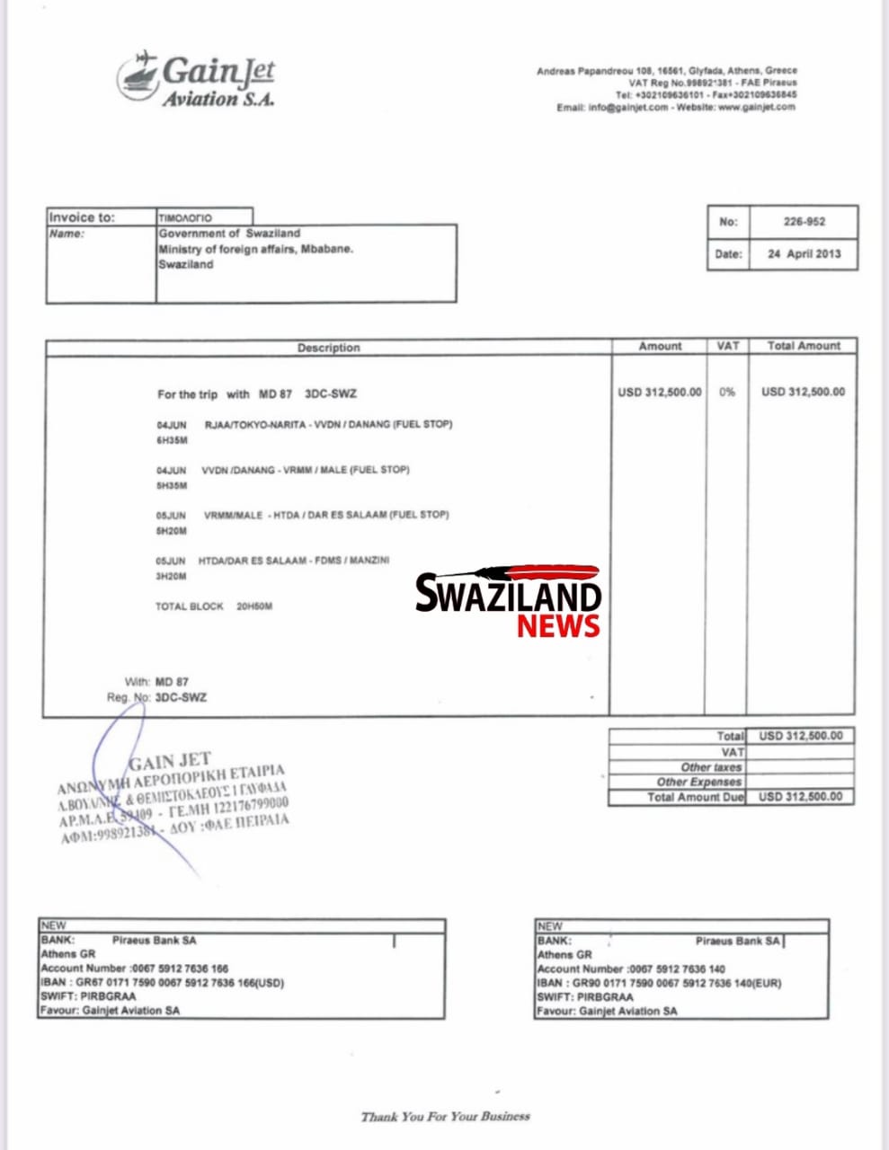 REVEALED: King Mswati looted over R3million for one international trip.