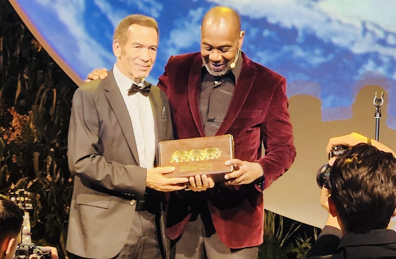 Former Botswana President Ian Khama honored by Europe based Space for Giants and the Aspinall Foundation for his wildlife conservation advocacy.