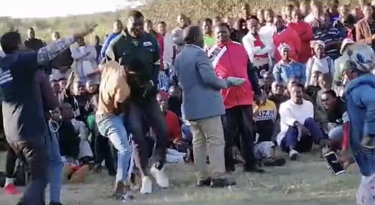 Crowd of supporters celebrate as former Madlangemphisi MP Scorpion Nxumalo nominated again.