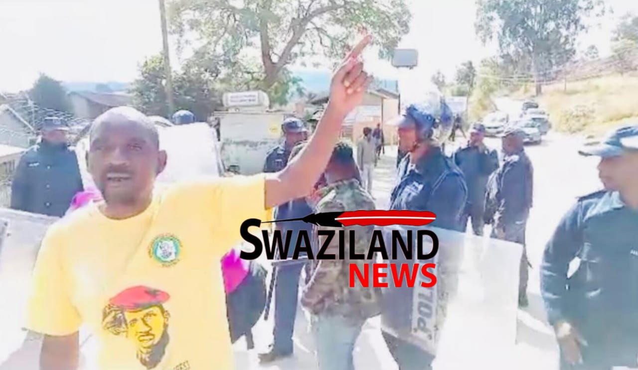 Eswatini pro-democracy activists march to Mankayane Government Hospital authorities amid shortage of drugs.