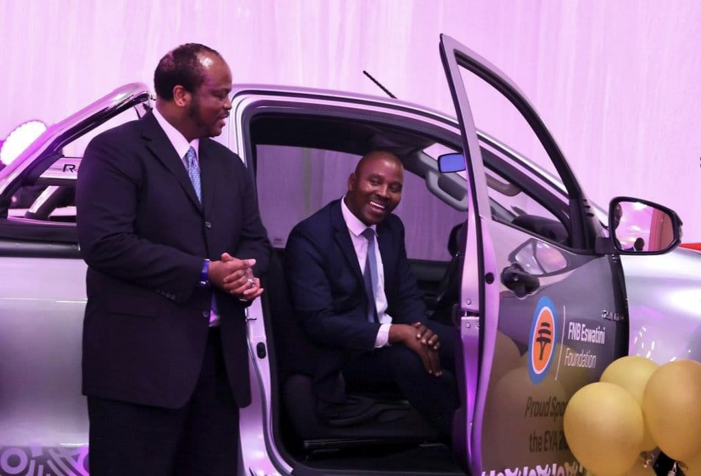 King Mswati crowns Damatics Eswatini Director Sibusiso Baartjies as Entrepreneur of the Year, presents car worth R600,00000 and cash.