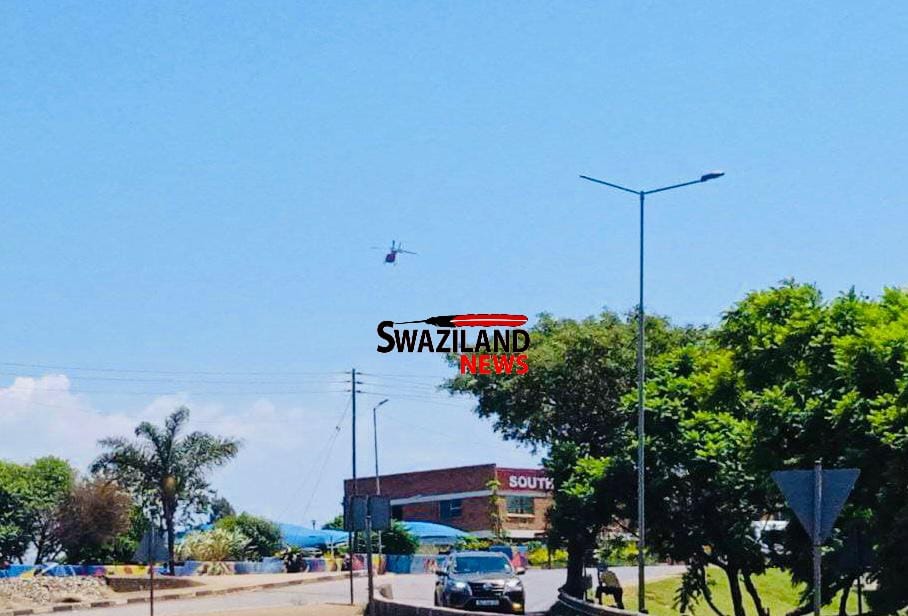 Defense Principal Secretary Prince Sicalo arrives at Nazarene University to collect alleged girlfriend with army helicopter.