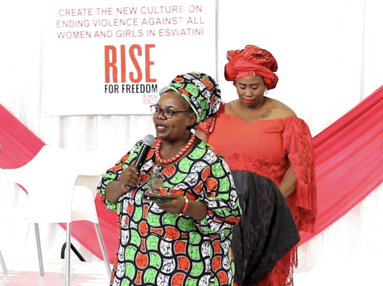 One Billion Rising awards SNAT Gender Officer Sifiso Vilakati, SWAGAA Director Nonhlanhla Dlamini for fighting Gender Based Violence(GBV).