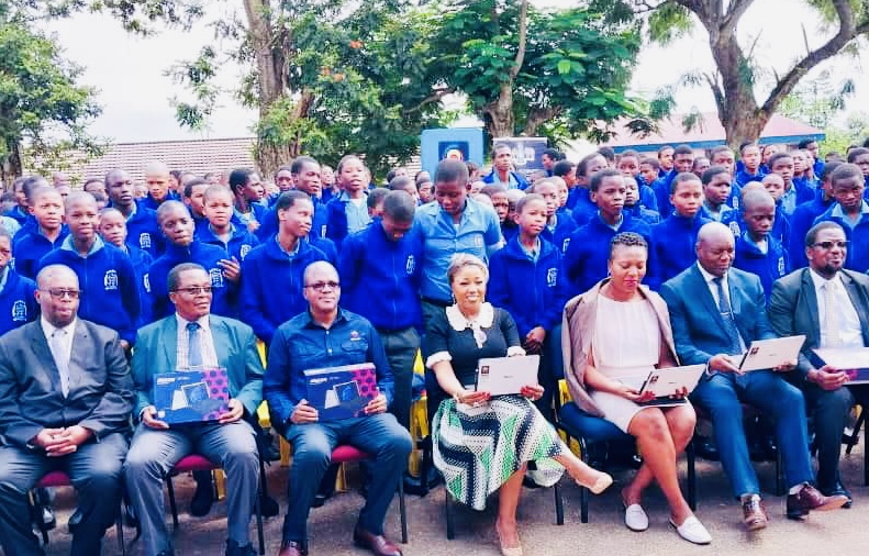 Information, Communication and Technology(ICT) Minister Savannah Maziya donates laptops worth R420,000.00 to St John Bosco High School.