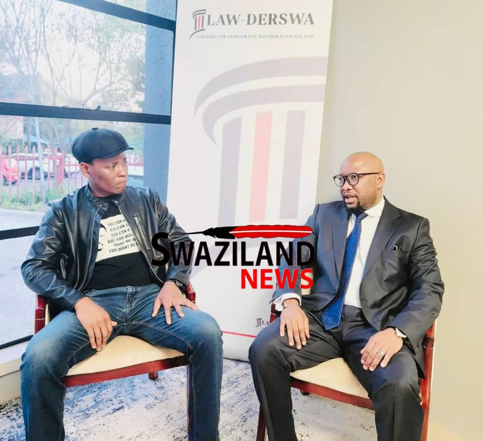 Lawyer representing incarcerated pro-democracy MPs Sicelo Mngomezulu meets persecuted Public Transport Union Secretary General Sticks Nkambule, offers support.