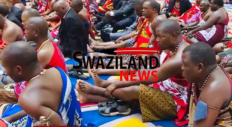 King Mswati smiles as all eSwatini Members of Parliament(MPs), Senators introduce themselves and pledge loyalty to him at Mandvulo Hall.