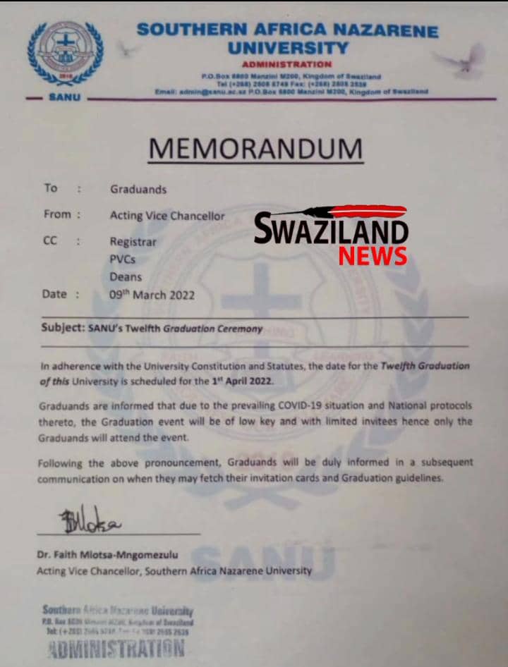 Nazarene University bans parents from attending Graduation ceremony.