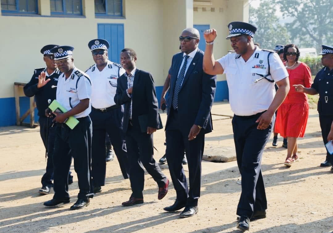 Prime Minister Russell Mmiso Dlamini touring Police Stations with National Commissioner Vusi Masango.