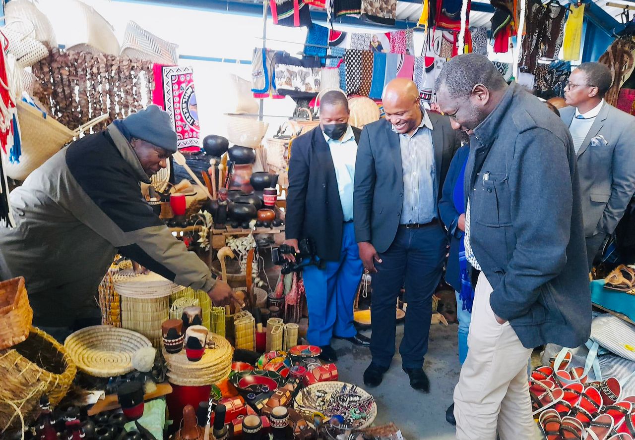 United Nations(UN) Habitat for the Regional office for Africa Ourmar Sylla visits street vendors at Manzini Market.