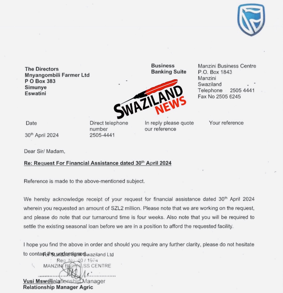 BantfwaBeNkhosi from Shewula who grabbed multimillion sugar-cane project from poor Mafucula residents loses court case and ordered to pay, runs to Standard Bank for loan.