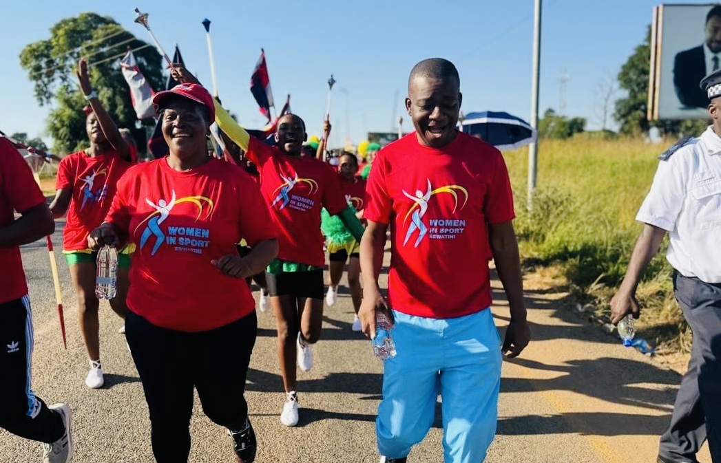 Sports Minister Bongani Nzima leads Lobamba National Women Sports Day.