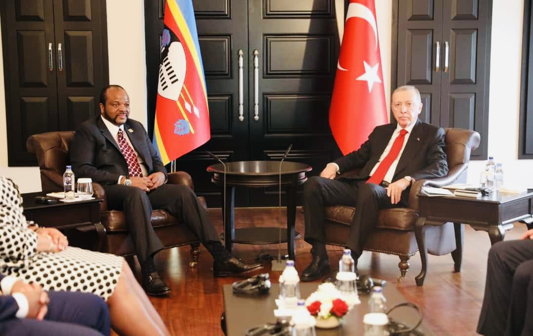 King Mswati meets Turkey President Recep Tayyip Erdogan, enhancing trade between two countries discussed.