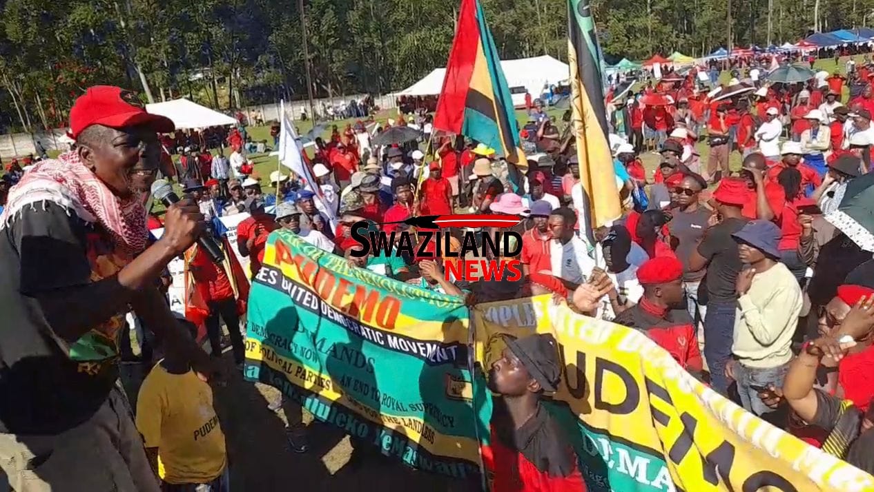 Eswatini “Friends of Palestine” representative PUDEMO’s Mpandlana Shongwe highlights plight of workers who are being killed in Gaza during Workers Day. 