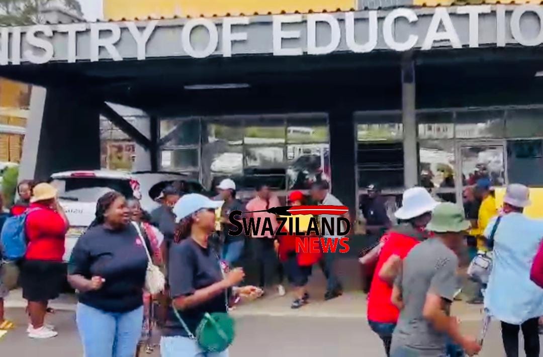 Southern African Nazarene University(SANU) Lecturers stage a protest at the Ministry of Education Offices,demand full payment of their salaries.