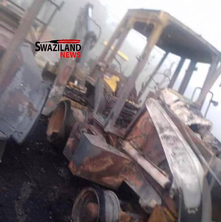 Ground forces burn Mswati linked Inyatsi Construction’s equipment worth millions.