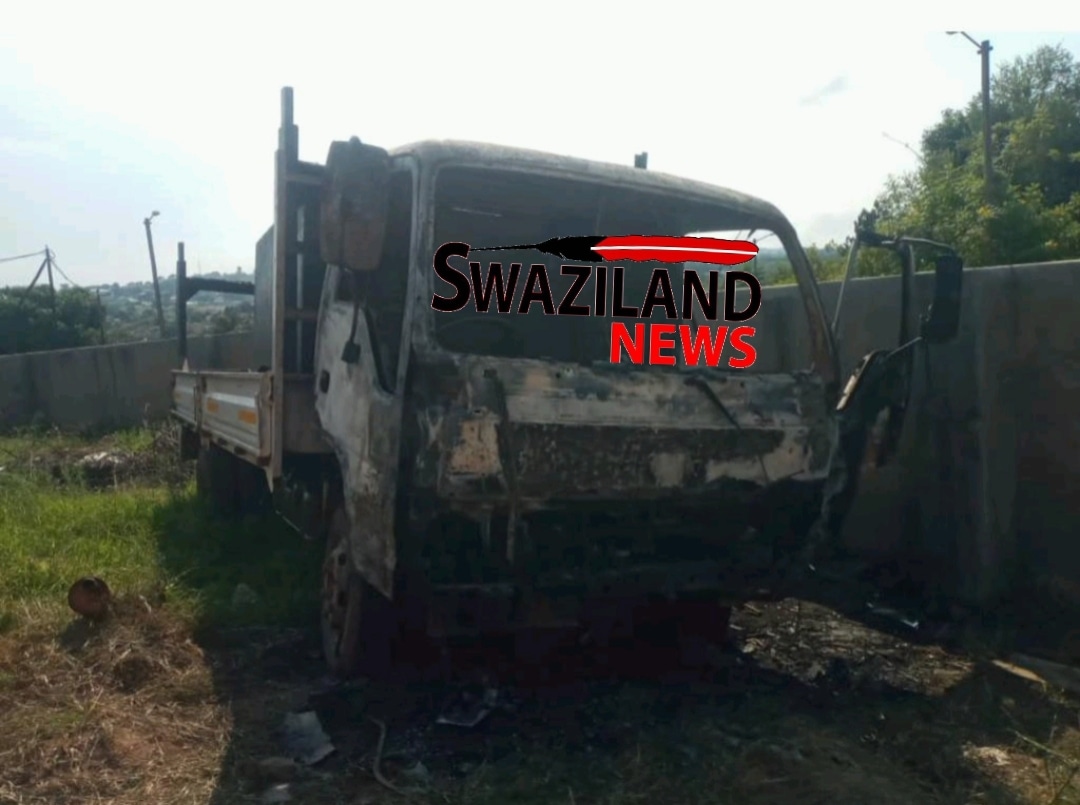 Mini-truck belonging to pro-democracy Sive Siyinqaba Acting Chairman Ngomyayona Gamedze petrol bombed.