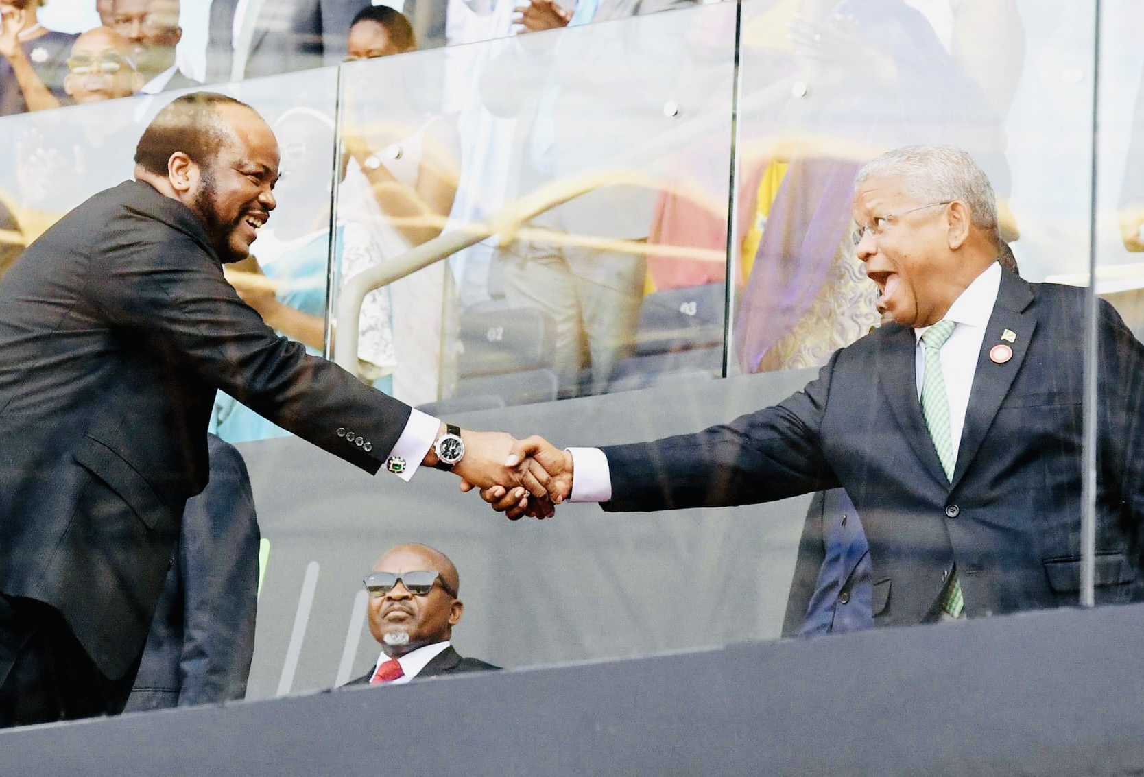 GOOD TO SEE YOU YOUR MAJESTY:Seychelles President Wavel Ramkalawan expresses excitement to meet King Mswati during Rwandan President Paul Kagame’s inauguration.