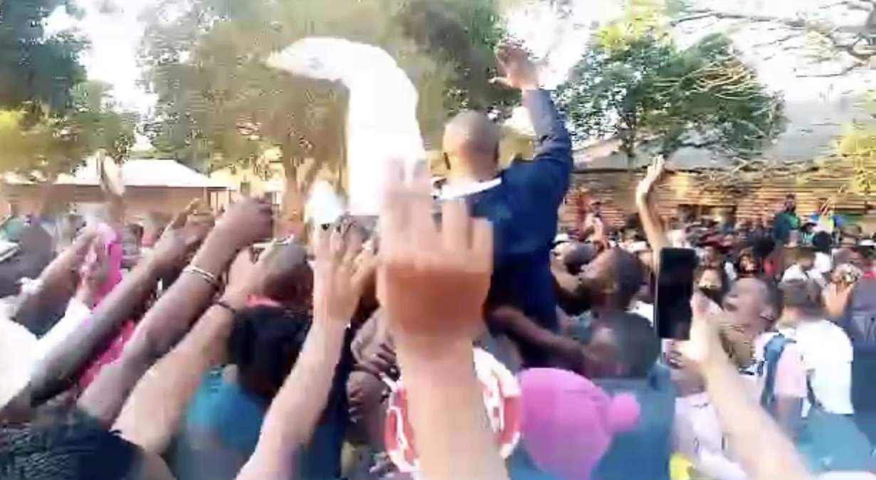 Ex-Nkilongo young Indvuna YeNkhundla Sandziso Mamba nominated to stand for elections as an MP, lifted-up by hundreds of his jubilant supporters.