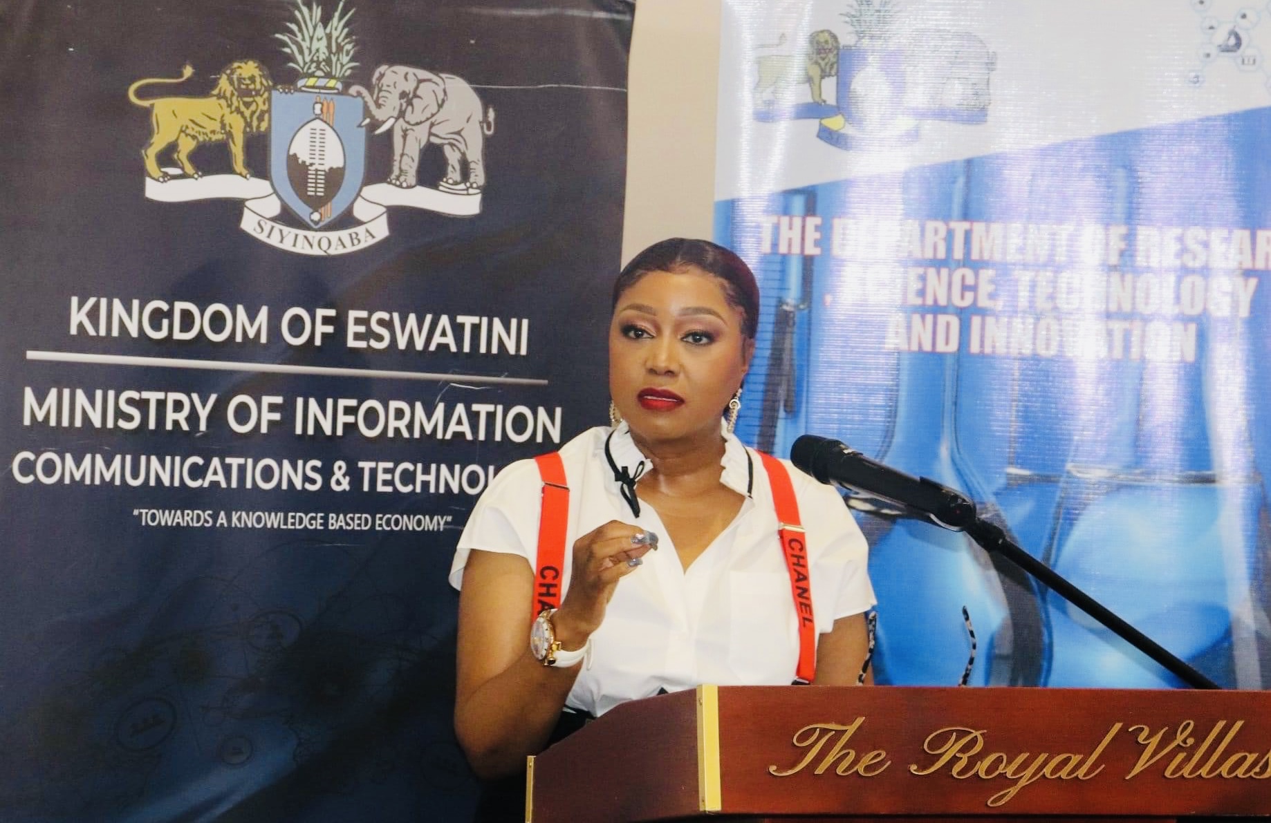 Information, Communications and Technology(ICT) Minister Savannah Maziya addresses Women in Science Forum.