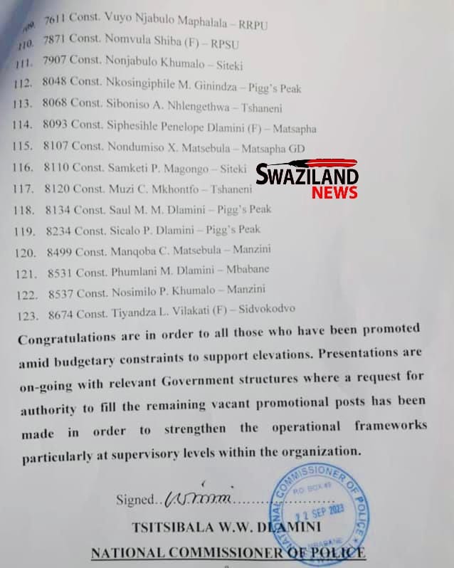 REVEALED:Newly promoted police officers to share over R5million monthly salaries from public coffers, wage bill to reach R1billion.