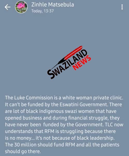 RACISM:Multimillion drugs shortage alleged thief businesswoman Zinhle Matsebula says R30million will never be transferred to support the Luke Commission,says institution owned by a white woman.