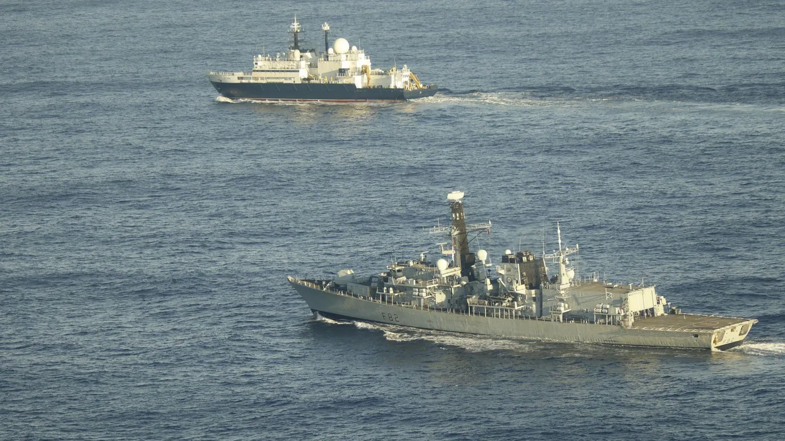 Russian spy ship seen monitoring United Kingdom(UK) says Defense Secretary.