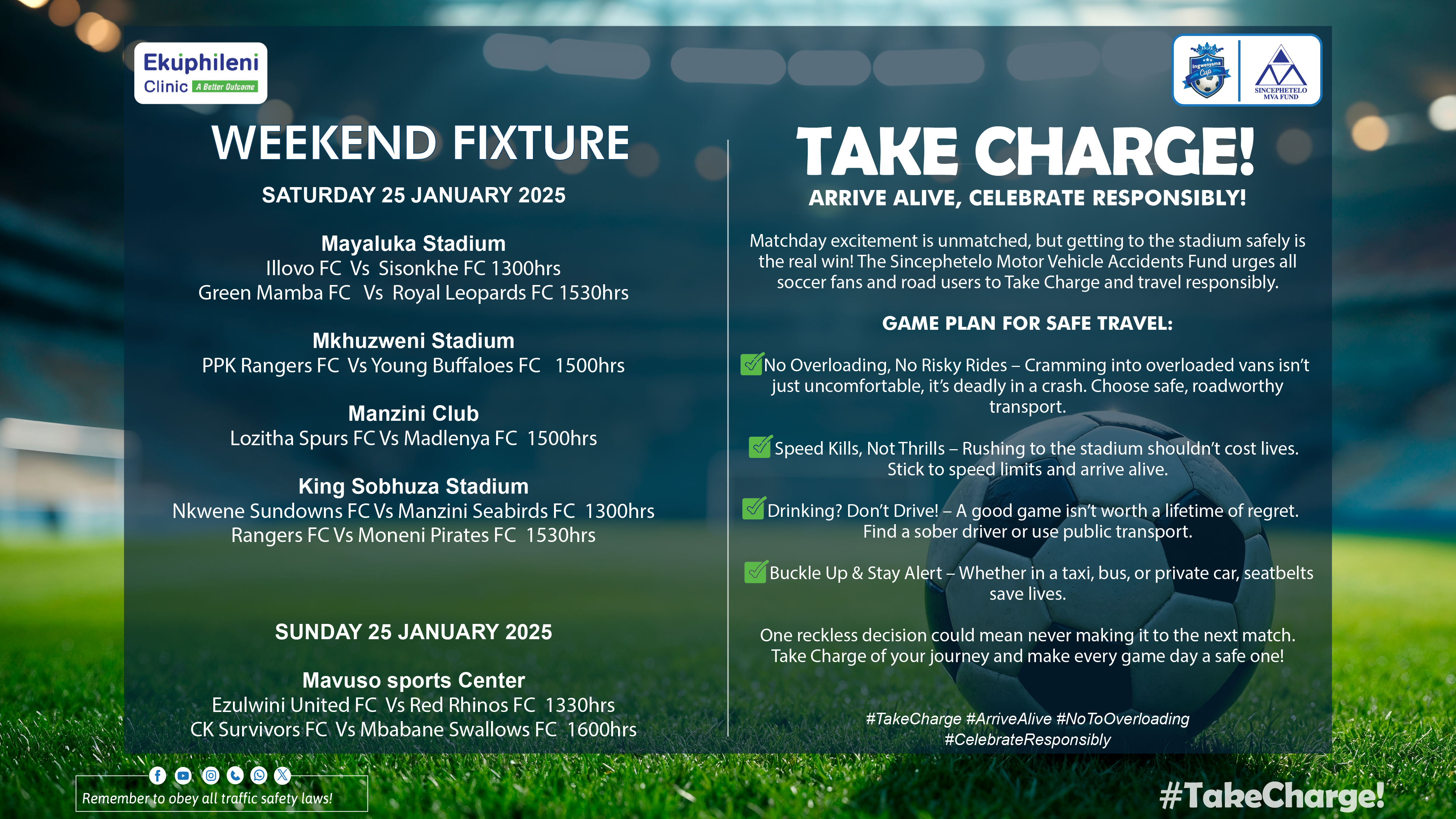 BACK TO SCHOOL ROAD SAFETY AWARENESS DURING INGWENYAMA CUP:MVA Manager Accident Prevention and Public Education Dumisa Dlamini urges motorists to be patient with children.