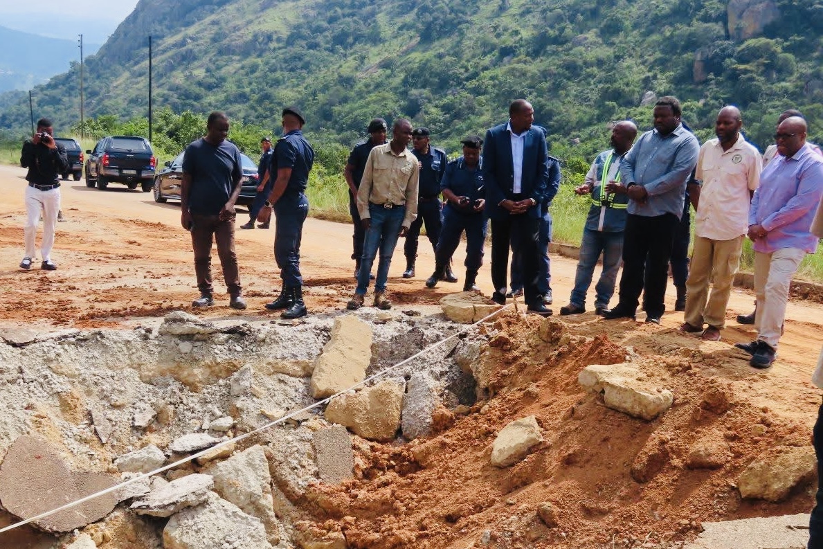 Prime Minister Russell Mmiso Dlamini tours roads in Hhohho Region damaged by floods, says Government prioritizes maintenance public infrastructure.