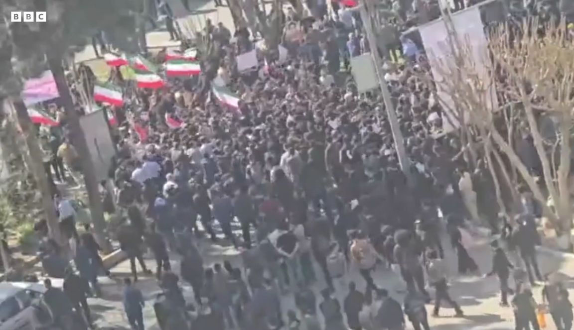 Iran University students stage anti-Government protests for the first time since deadly crackdown by the authorities.