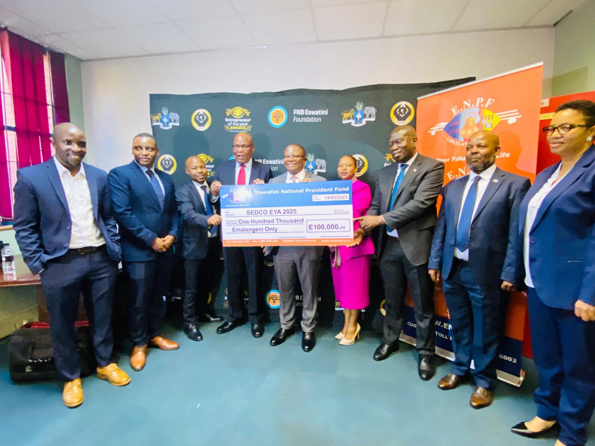 Eswatini National Provident Fund(ENPF) donates R100,000.00 towards Entrepreneur of the Year Awards, Commerce Minister Mancoba Khumalo applauds contribution.