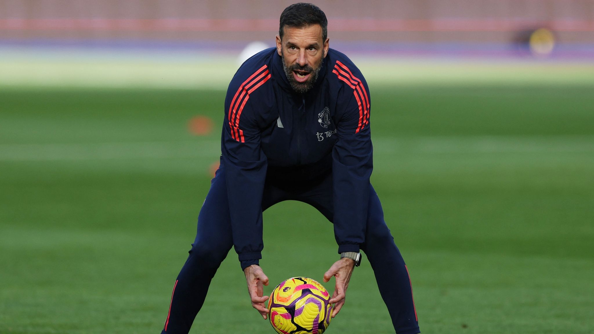 Manchester United's Ruud van Nistelrooy leaves as interim head coach.