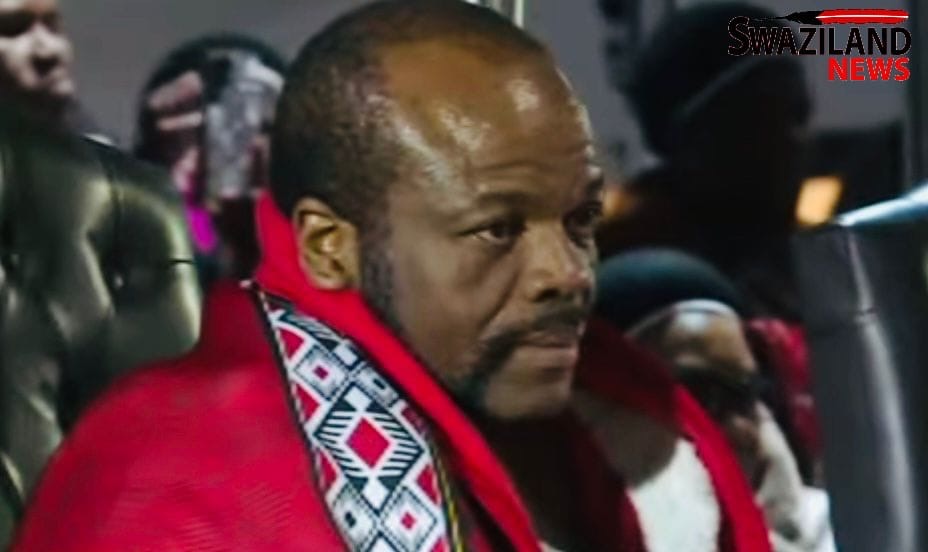 King Mswati forced by extremely cold weather conditions to use blanket during Shiselweni uMhlanga Reed Dance Ceremony.