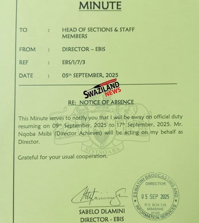 State owned Radio Station Director Sabelo Dlamini fights his Deputy Veli Simelane, appoints junior officer for the first time as the Acting Director before taking international trip.