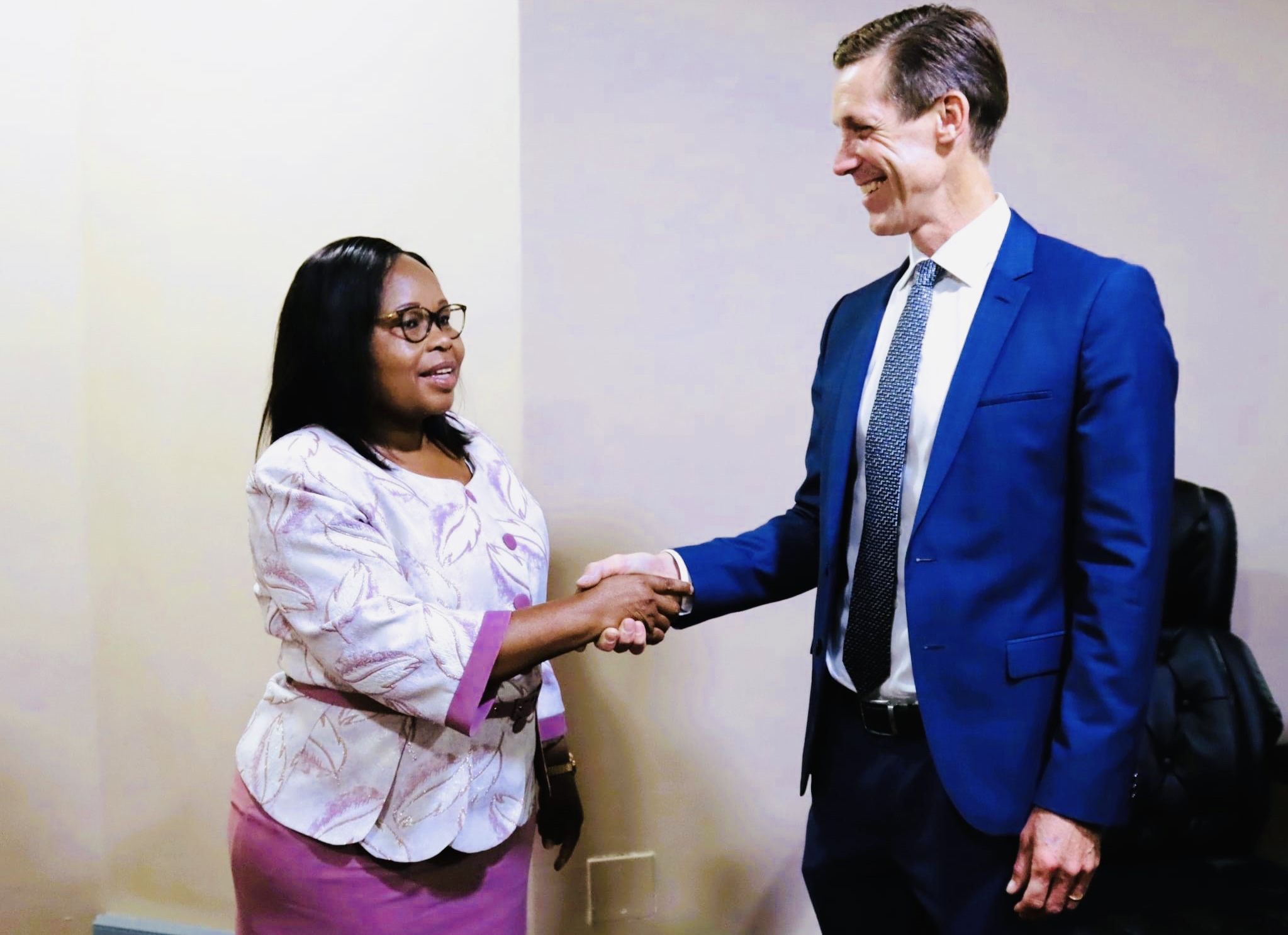 New UNDP Eswatini Resident Representative Henrik Franklin meets Tourism and Environmental Affairs Minister Jane Mkhonta-Simelane during Green Indaba.