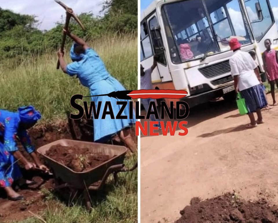 MSWATI’S GOVERNMENT FAILURE:MP Fanourakis says he is not aware as women disembark from a bus to fix road.